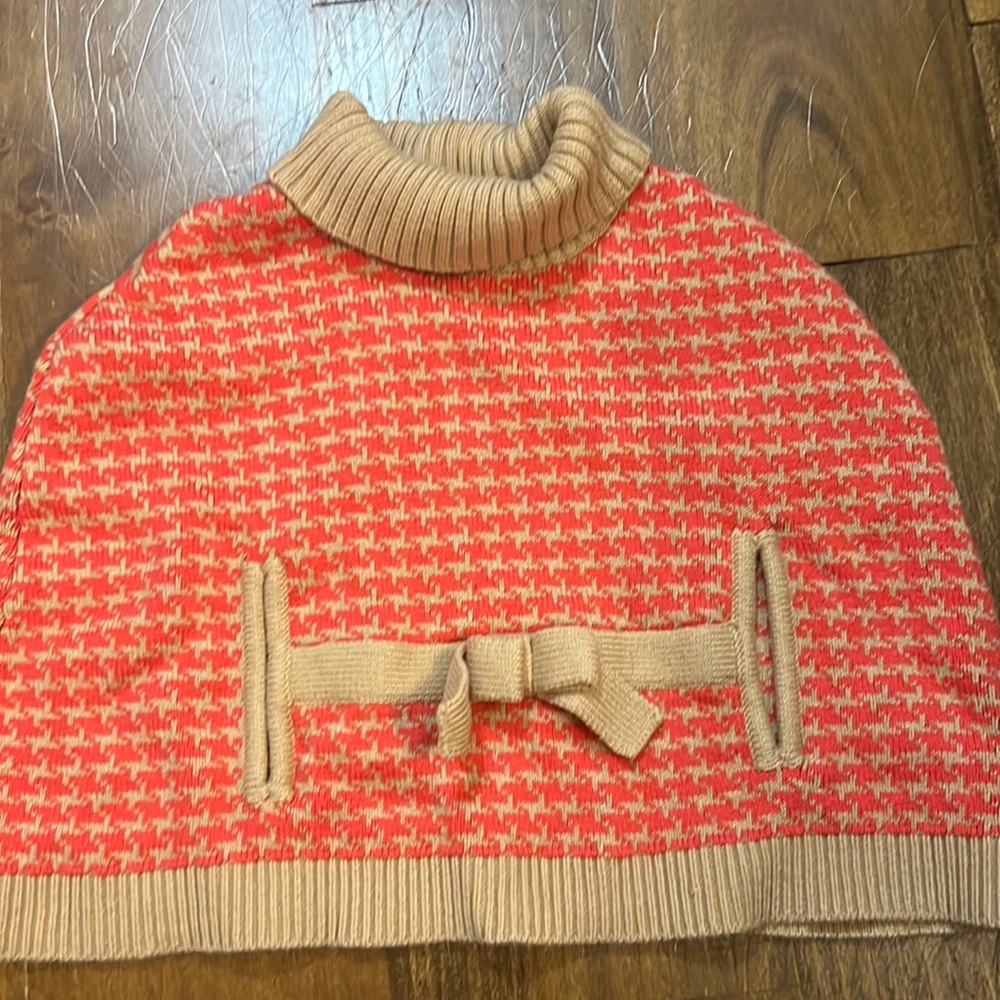 Janie and Jack pink and tan knit poncho